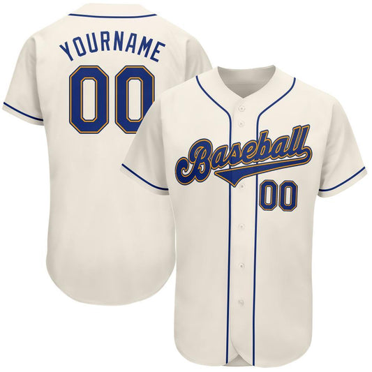 Custom Cream Royal-Gold Authentic Baseball Jersey - Sky-Custom