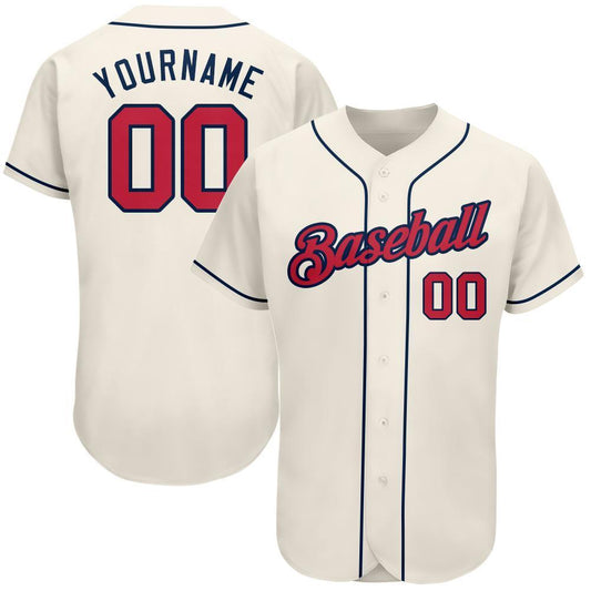 Custom Cream Red-Navy Authentic Baseball Jersey - Sky-Custom