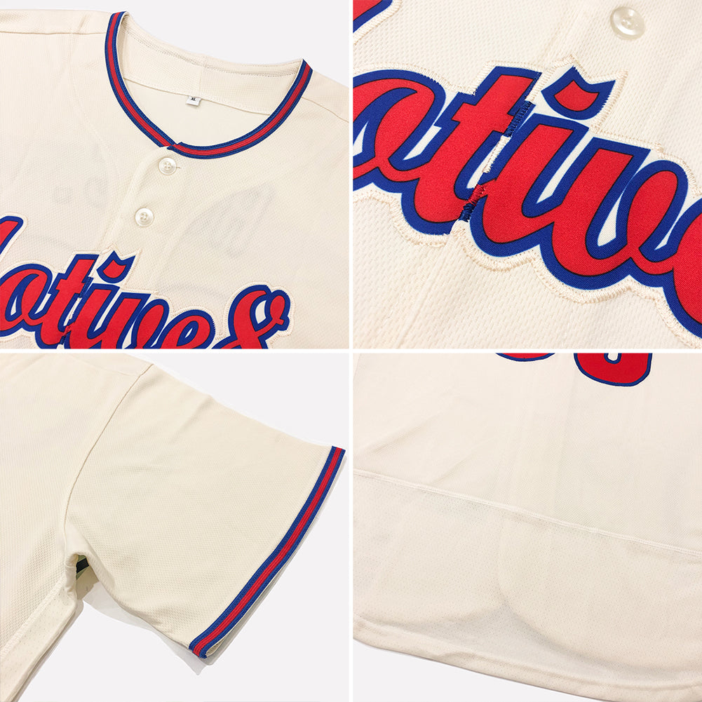 Custom Cream Red-Navy Authentic Baseball Jersey - Sky-Custom