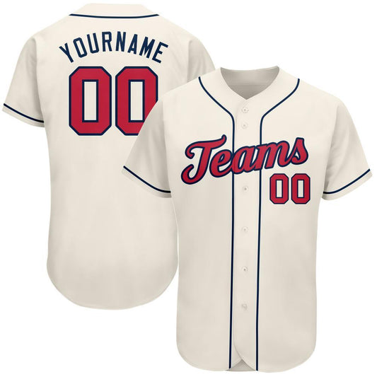 Custom Cream Red-Navy Authentic Baseball Jersey - Sky-Custom