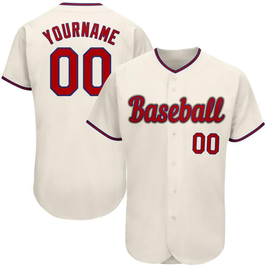 Custom Cream Red-Royal Authentic Baseball Jersey - Sky-Custom
