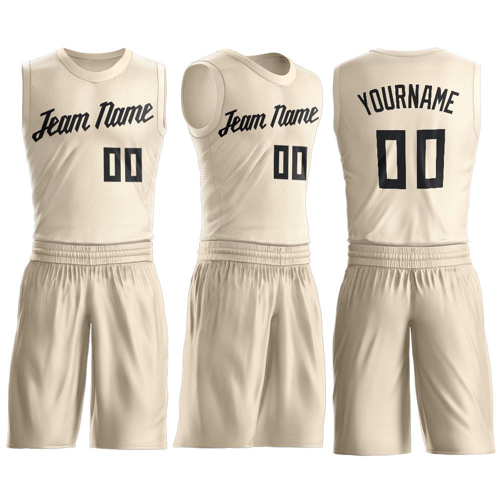 Custom Cream Black Round Neck Suit Basketball Jersey - Sky-Custom