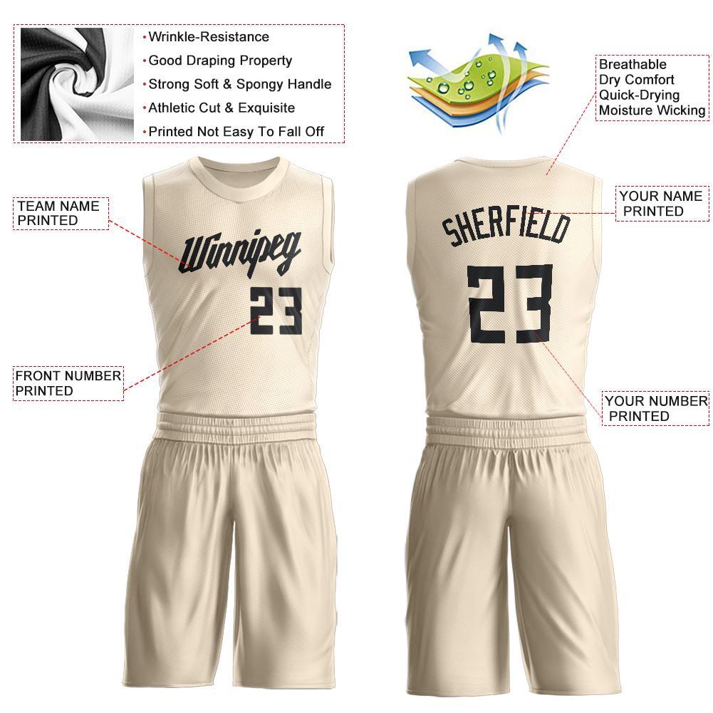 Custom Cream Black Round Neck Suit Basketball Jersey - Sky-Custom