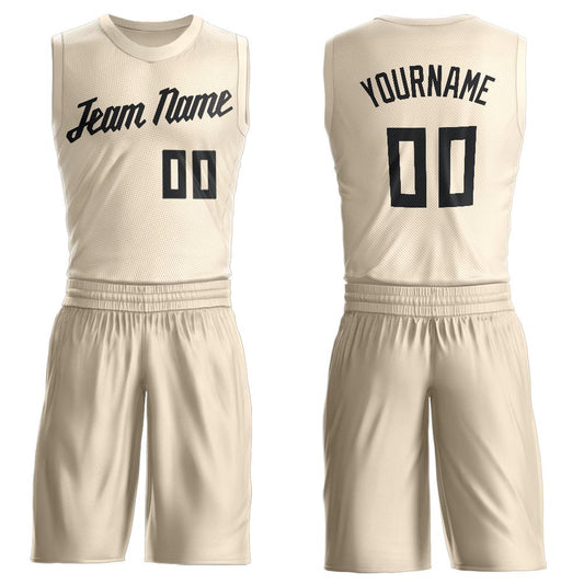 Custom Cream Black Round Neck Suit Basketball Jersey - Sky-Custom