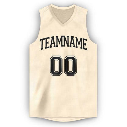 Custom Cream Black V-Neck Basketball Jersey - Sky-Custom