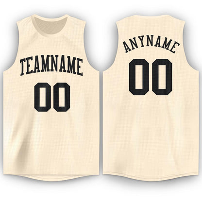 Custom Cream Black Round Neck Basketball Jersey - Sky-Custom