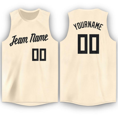 Custom Cream Black Round Neck Basketball Jersey - Sky-Custom