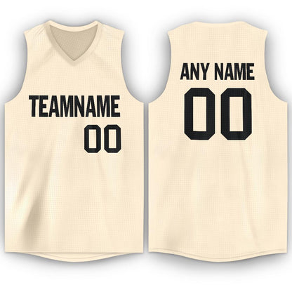 Custom Cream Black V-Neck Basketball Jersey - Sky-Custom