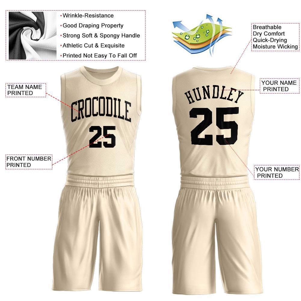 Custom Cream Black Round Neck Suit Basketball Jersey - Sky-Custom
