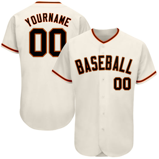 Custom Cream Black Orange-Old Gold Authentic Baseball Jersey - Sky-Custom
