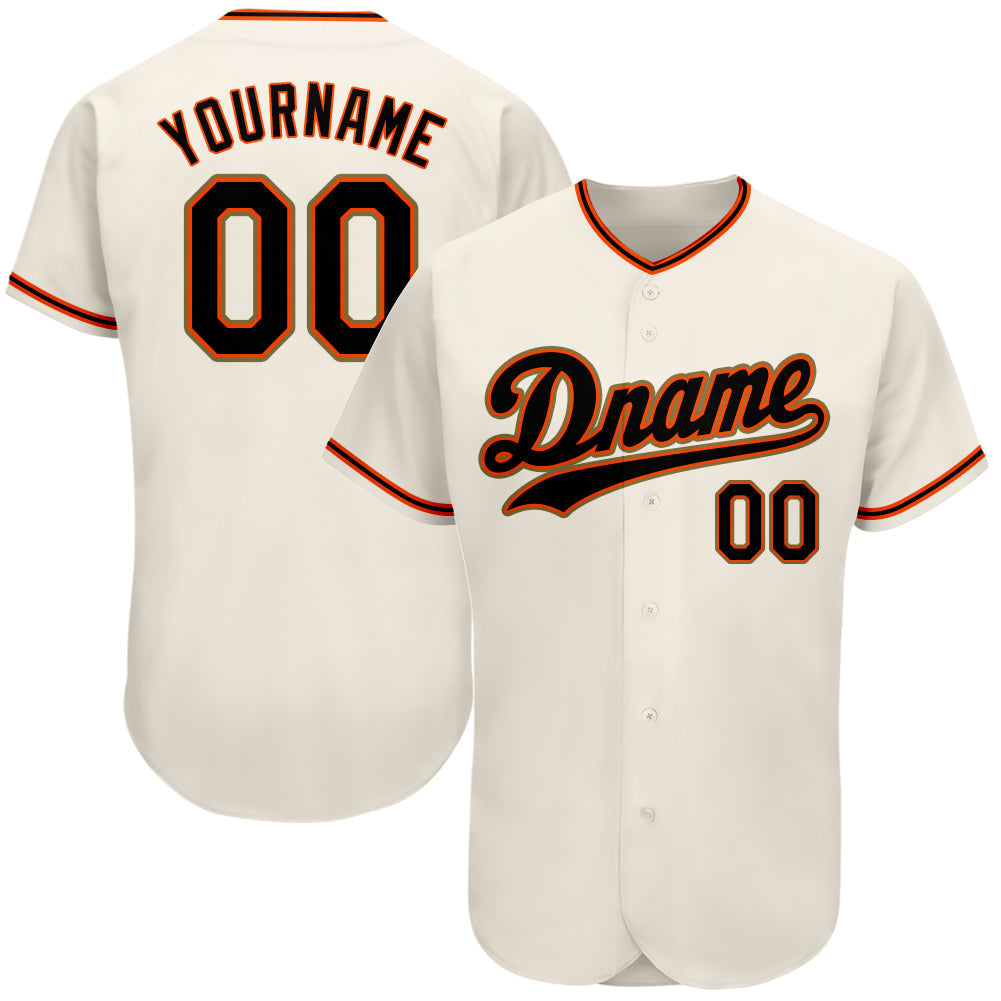 Custom Cream Black Orange-Old Gold Authentic Baseball Jersey - Sky-Custom