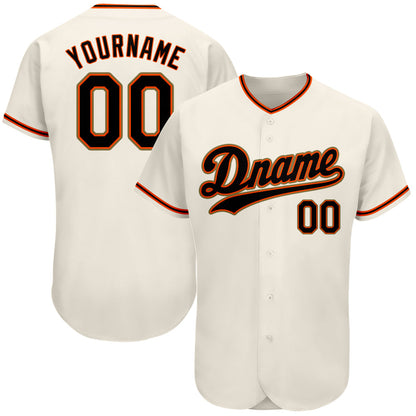 Custom Cream Black Orange-Old Gold Authentic Baseball Jersey - Sky-Custom