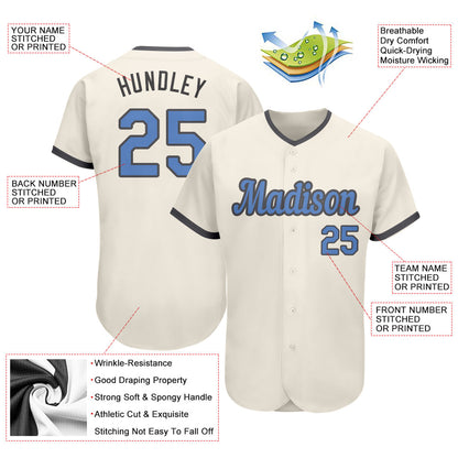 Custom Cream Light Blue-Steel Gray Authentic Father's Day Baseball Jersey - Sky-Custom