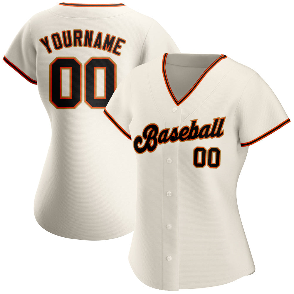 Custom Cream Black Orange-Old Gold Authentic Baseball Jersey - Sky-Custom