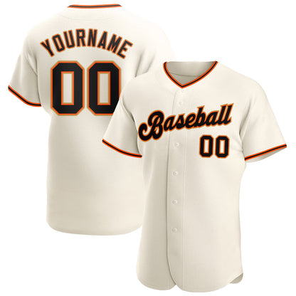 Custom Cream Black Orange-Old Gold Authentic Baseball Jersey - Sky-Custom