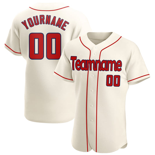 Custom Cream Red-Navy Authentic Baseball Jersey - Sky-Custom