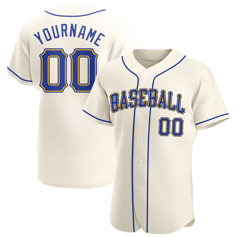 Custom Cream Royal-Gold Authentic Baseball Jersey - Sky-Custom