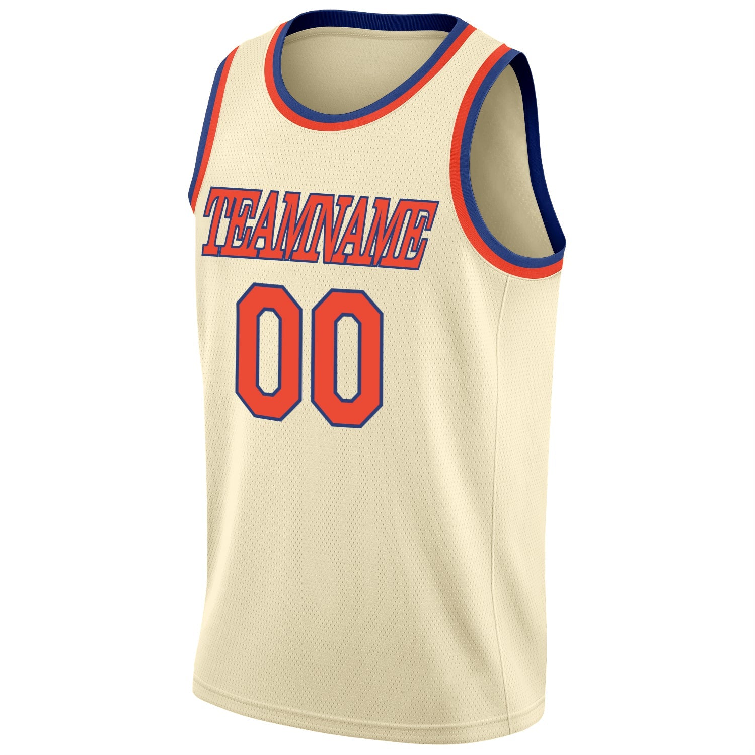 Custom Cream Orange-Royal Round Neck Rib-Knit Basketball Jersey - Sky-Custom