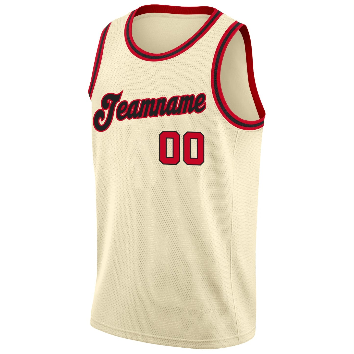 Custom Cream Red-Black Round Neck Rib-Knit Basketball Jersey - Sky-Custom