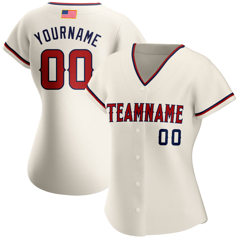 Custom Cream Red-Navy Authentic American Flag Fashion Baseball Jersey - Sky-Custom