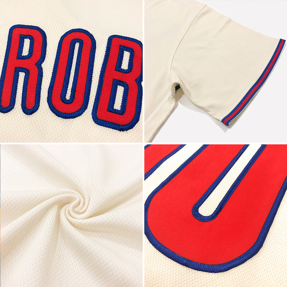 Custom Cream Red-Navy Authentic American Flag Fashion Baseball Jersey - Sky-Custom