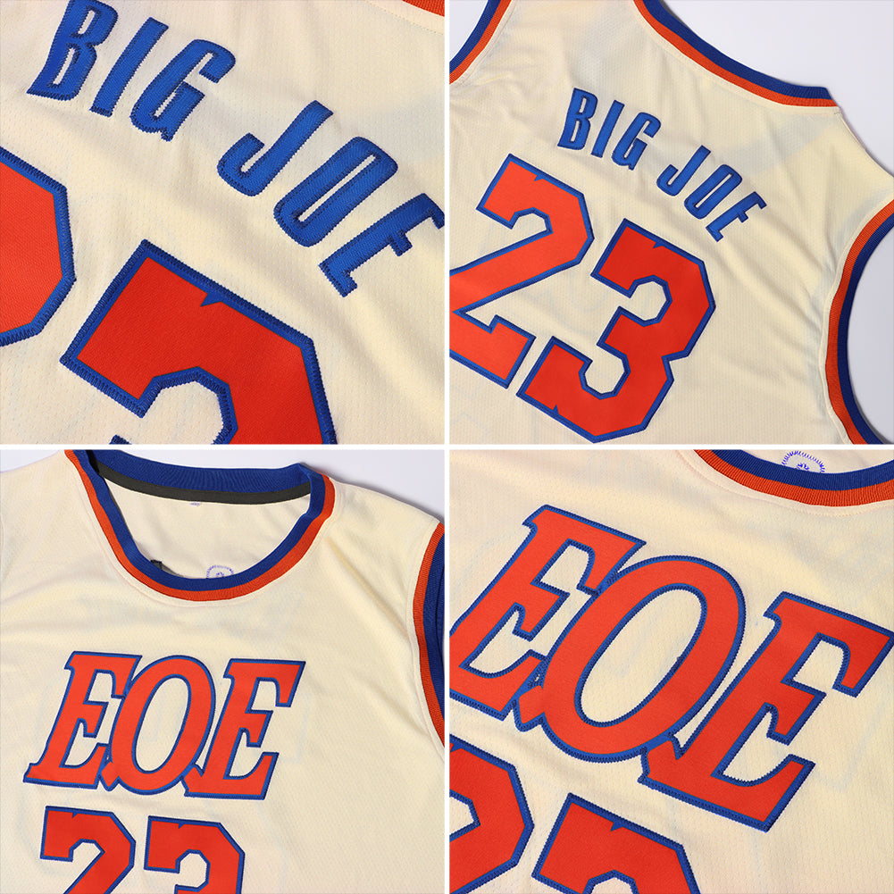 Custom Cream Red-Hunter Green Authentic Throwback Basketball Jersey - Sky-Custom