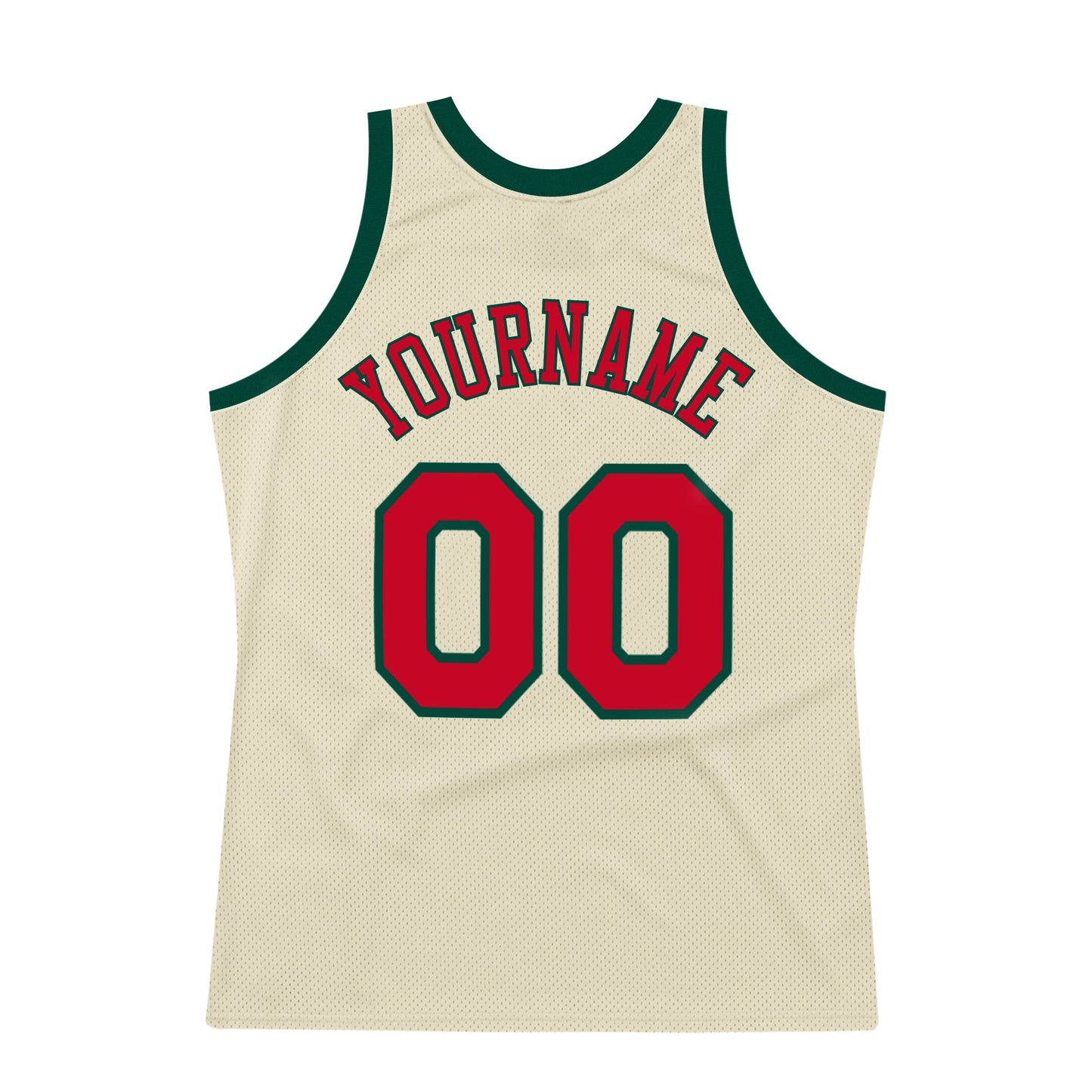 Custom Cream Red-Hunter Green Authentic Throwback Basketball Jersey - Sky-Custom