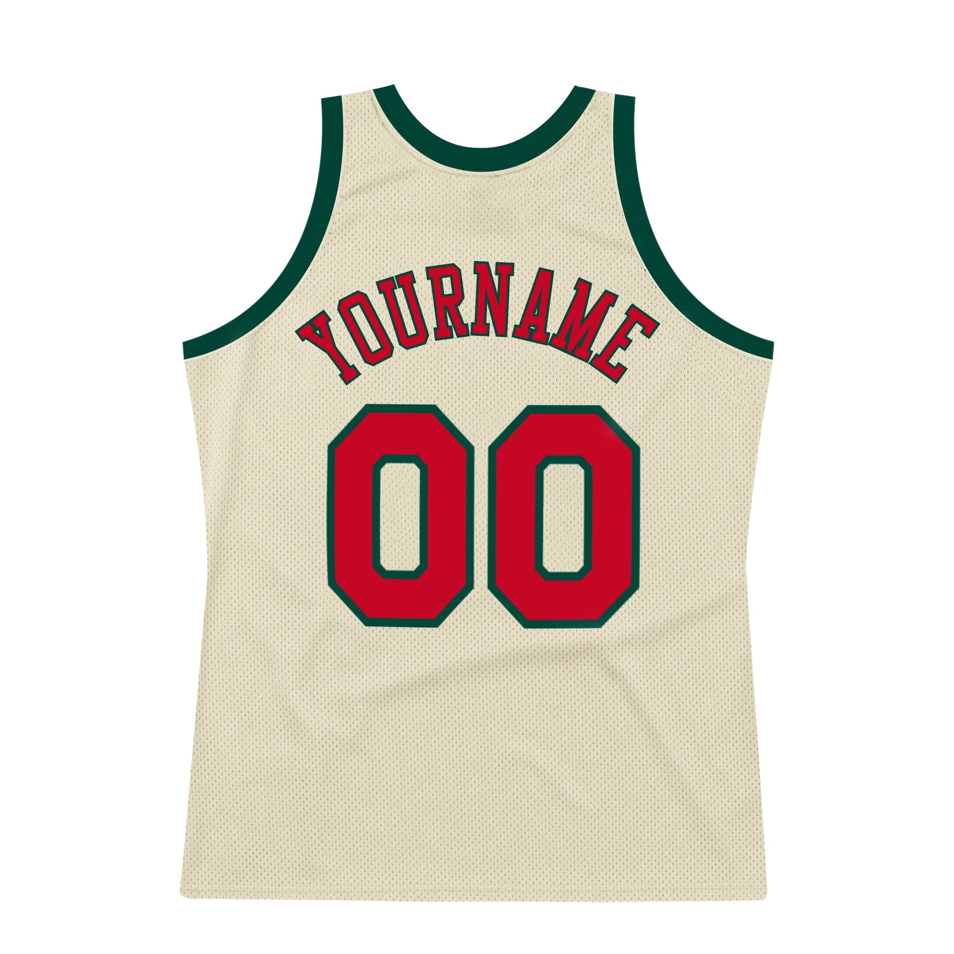 Custom Cream Red-Hunter Green Authentic Throwback Basketball Jersey - Sky-Custom