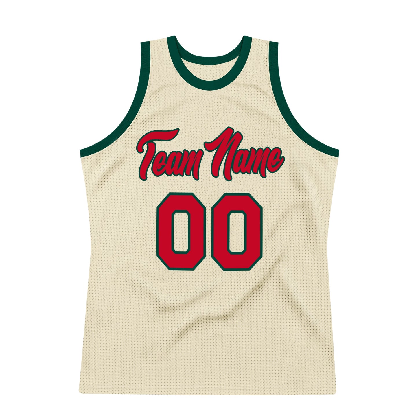 Custom Cream Red-Hunter Green Authentic Throwback Basketball Jersey - Sky-Custom
