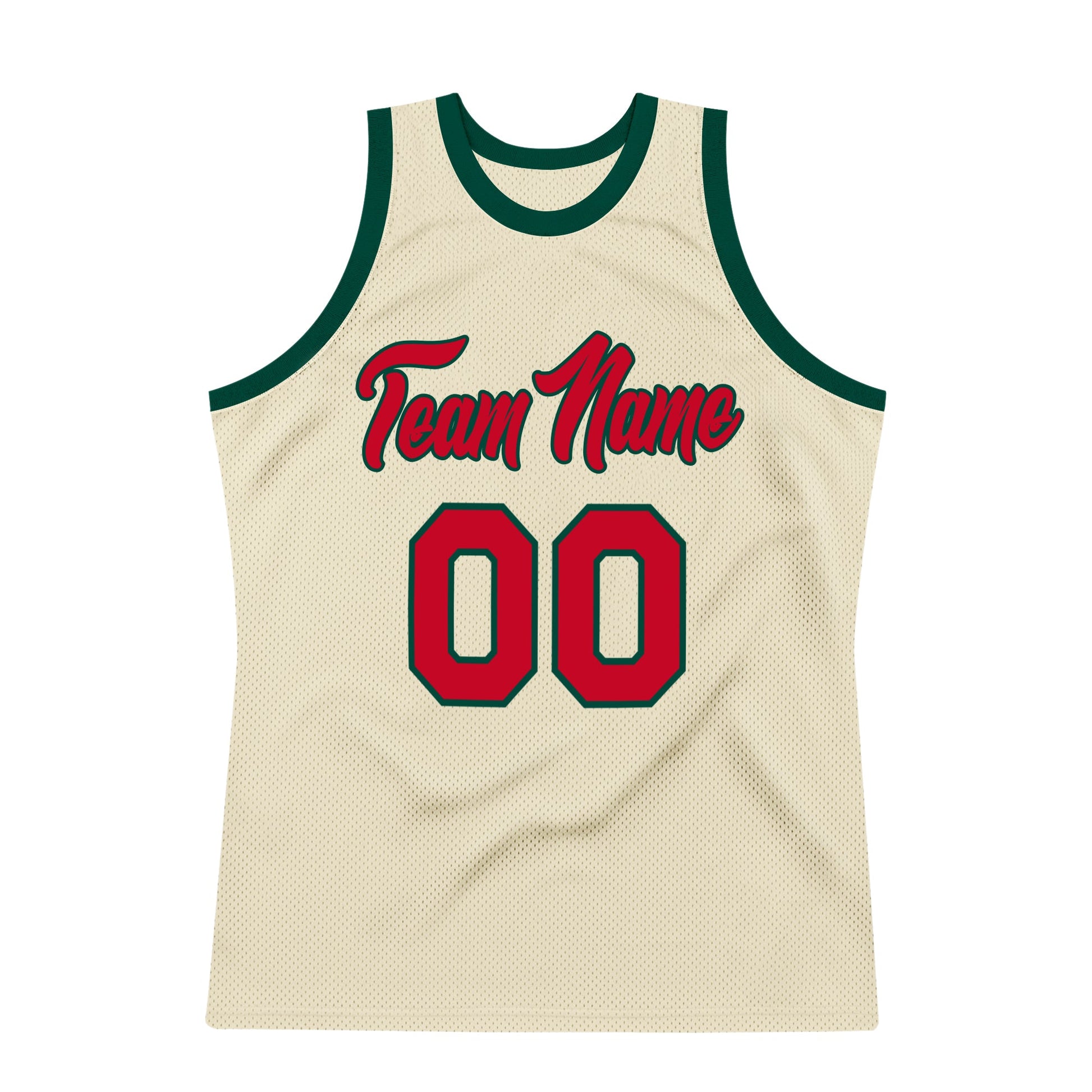 Custom Cream Red-Hunter Green Authentic Throwback Basketball Jersey - Sky-Custom