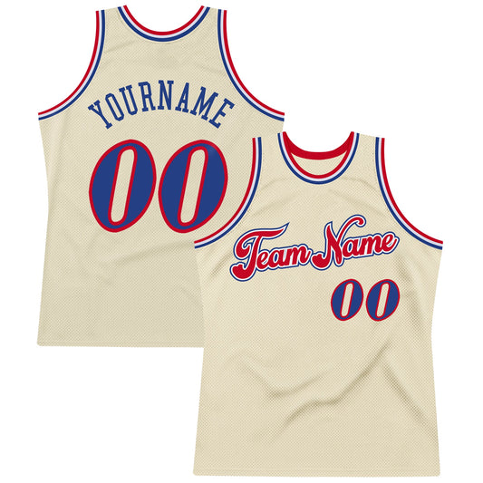 Custom Cream Royal-Red Authentic Throwback Basketball Jersey - Sky-Custom