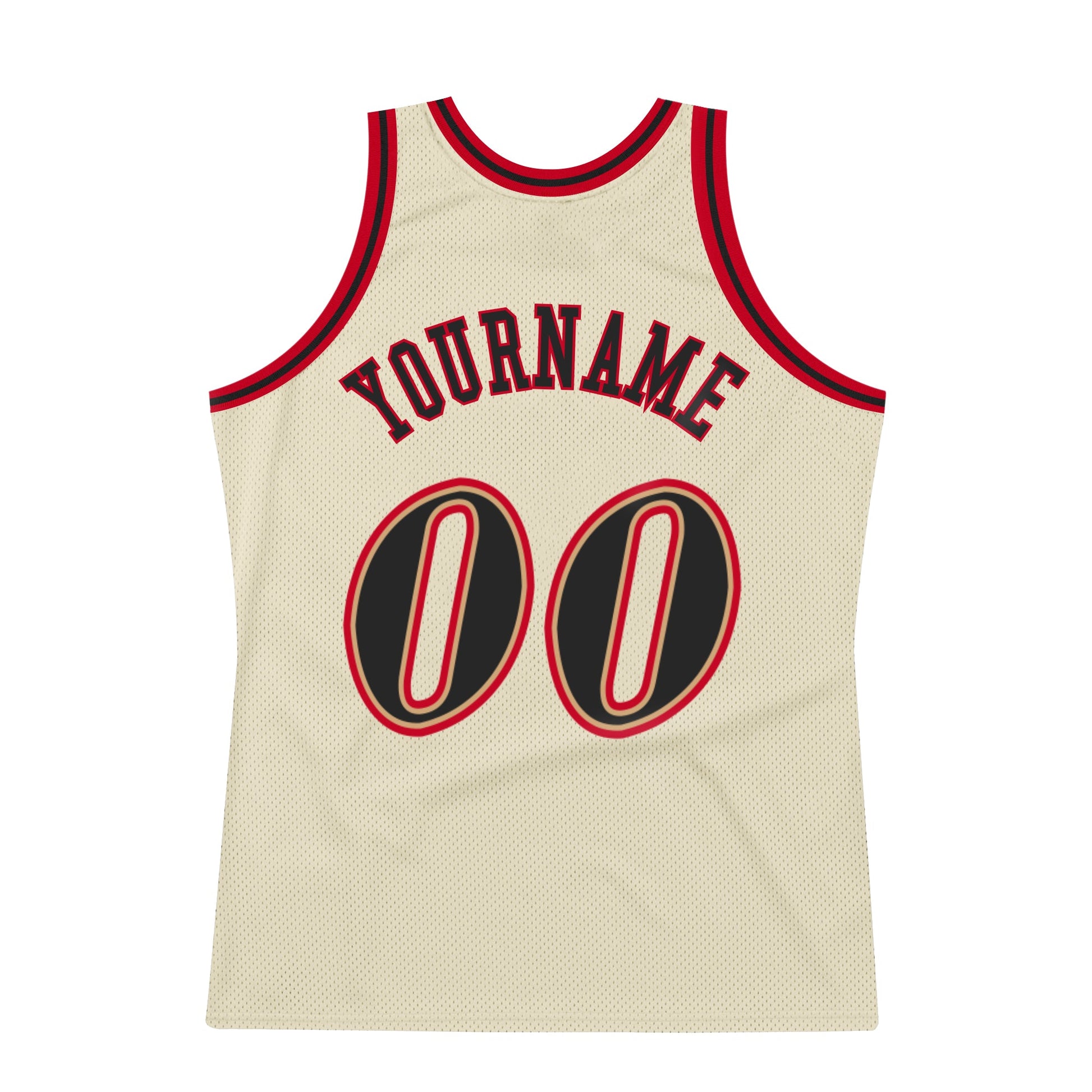 Custom Cream Black-Red Authentic Throwback Basketball Jersey - Sky-Custom