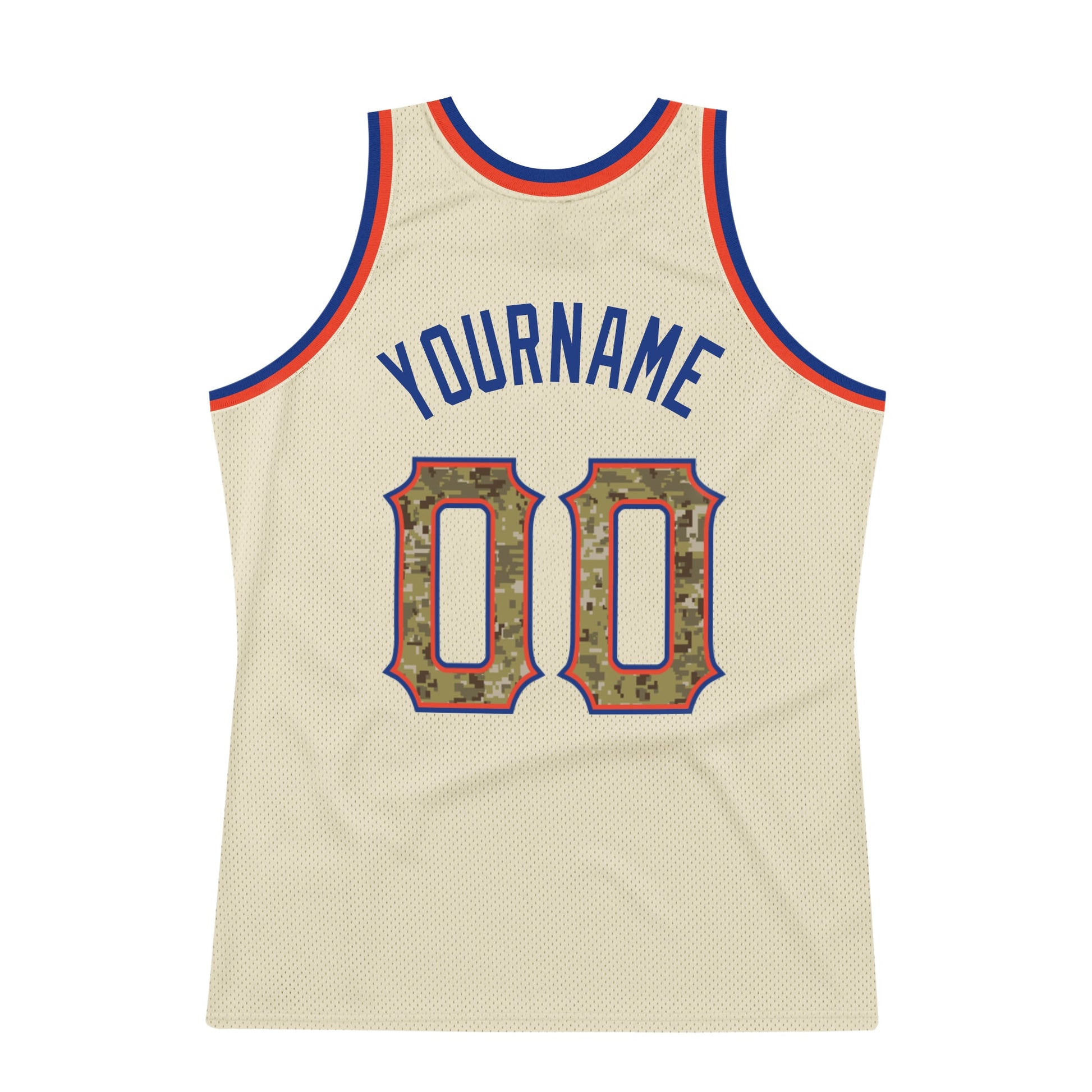 Custom Cream Camo-Royal Authentic Throwback Basketball Jersey - Sky-Custom