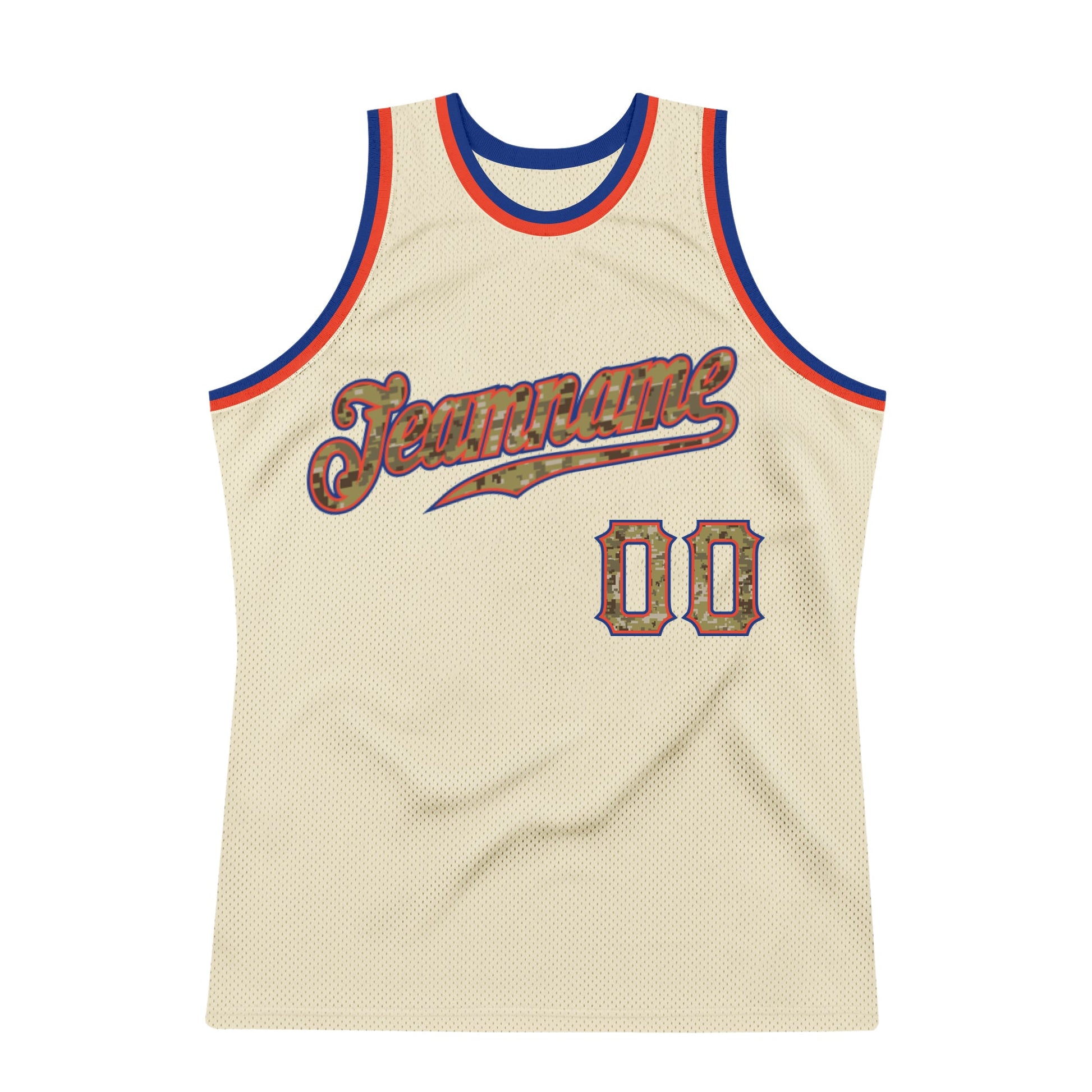 Custom Cream Camo-Royal Authentic Throwback Basketball Jersey - Sky-Custom
