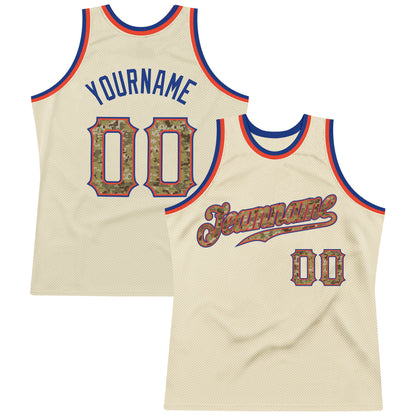 Custom Cream Camo-Royal Authentic Throwback Basketball Jersey - Sky-Custom