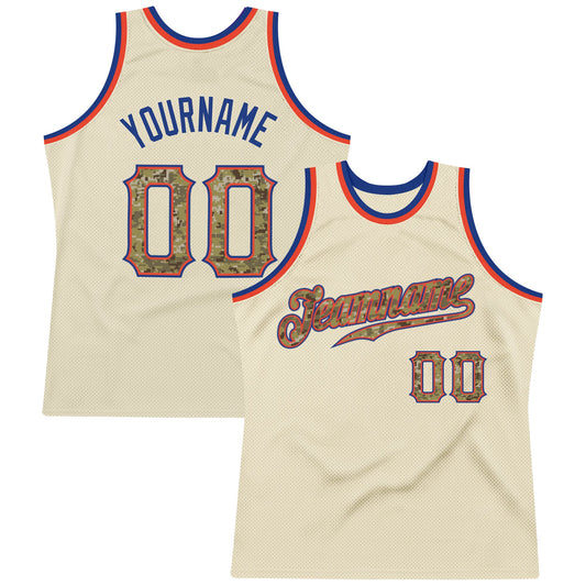Custom Cream Camo-Royal Authentic Throwback Basketball Jersey - Sky-Custom