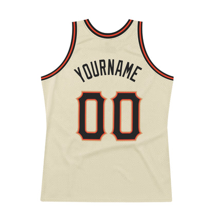 Custom Cream Black-Orange Authentic Throwback Basketball Jersey - Sky-Custom