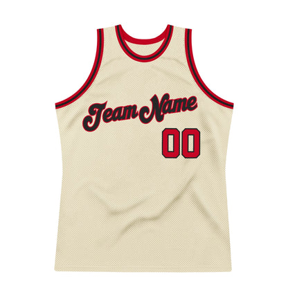 Custom Cream Red-Black Authentic Throwback Basketball Jersey - Sky-Custom