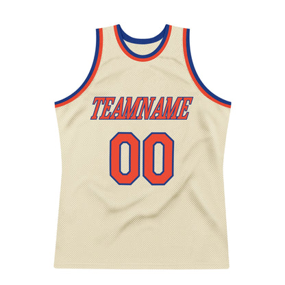 Custom Cream Orange-Royal Authentic Throwback Basketball Jersey - Sky-Custom
