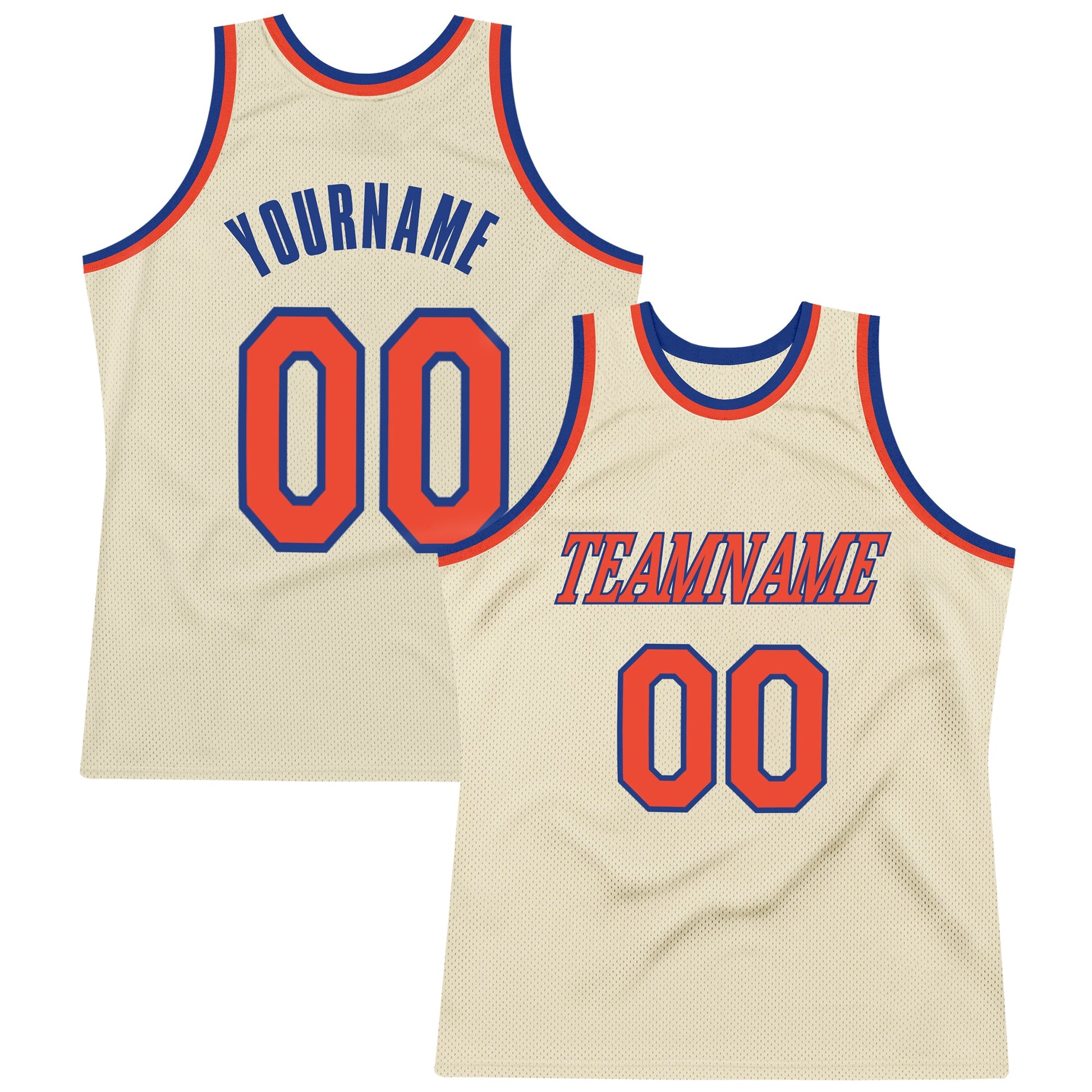 Custom Cream Orange-Royal Authentic Throwback Basketball Jersey - Sky-Custom