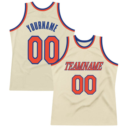 Custom Cream Orange-Royal Authentic Throwback Basketball Jersey - Sky-Custom