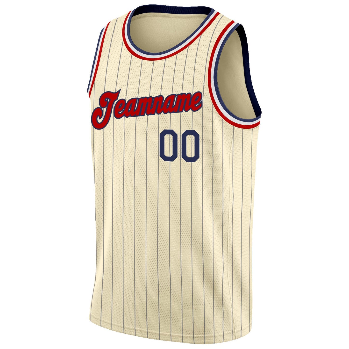 Custom Cream Navy Pinstripe Red-Black Authentic Basketball Jersey - Sky-Custom