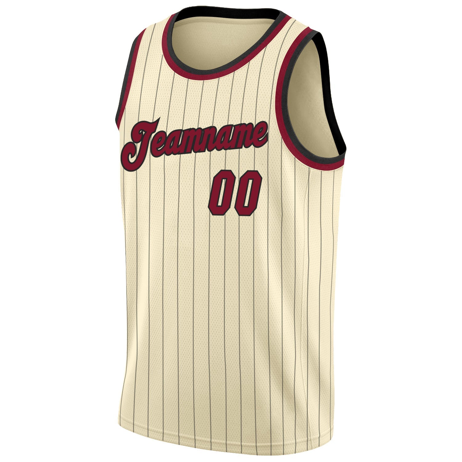 Custom Cream Black Pinstripe Maroon-Black Authentic Basketball Jersey - Sky-Custom
