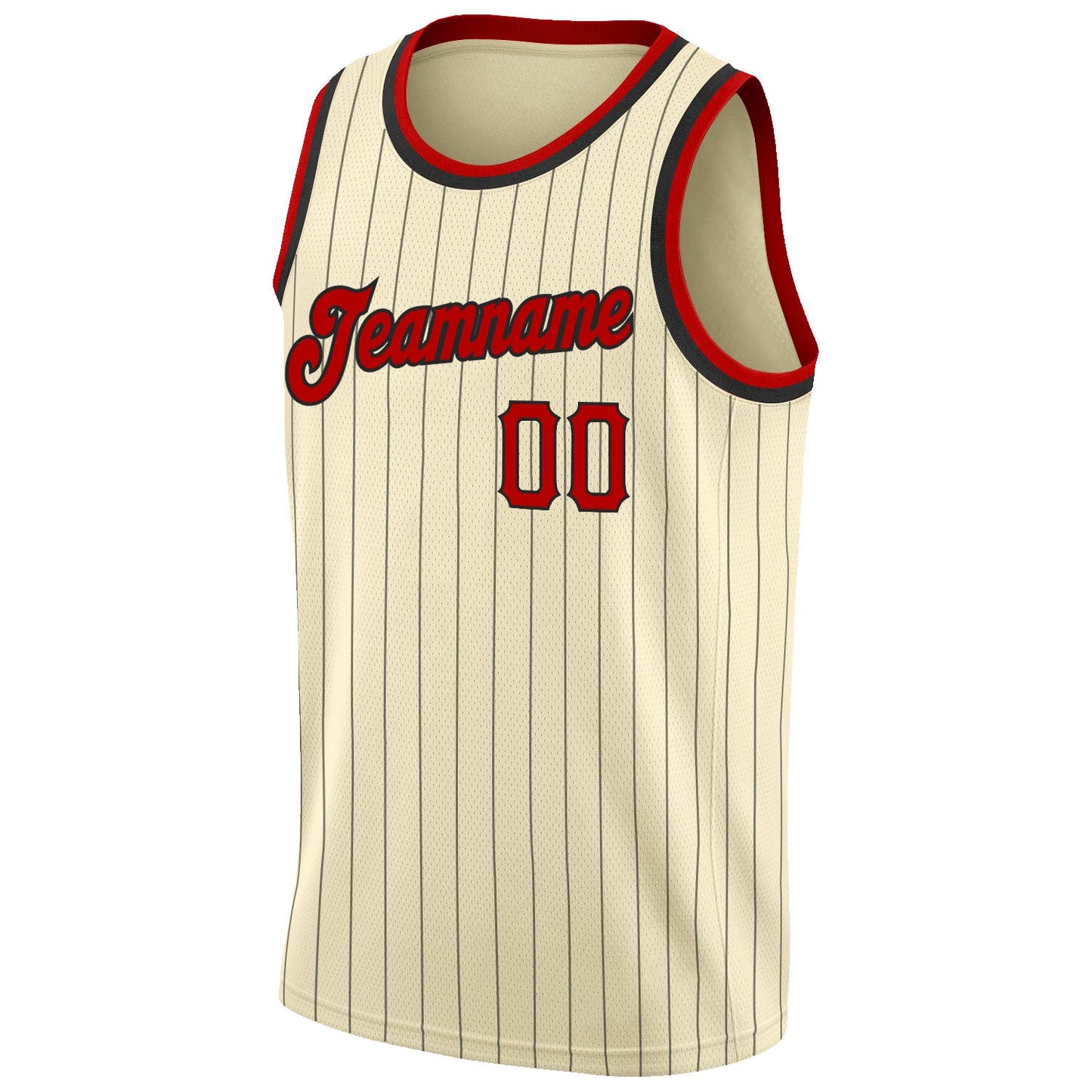 Custom Cream Black Pinstripe Red-Black Authentic Basketball Jersey - Sky-Custom