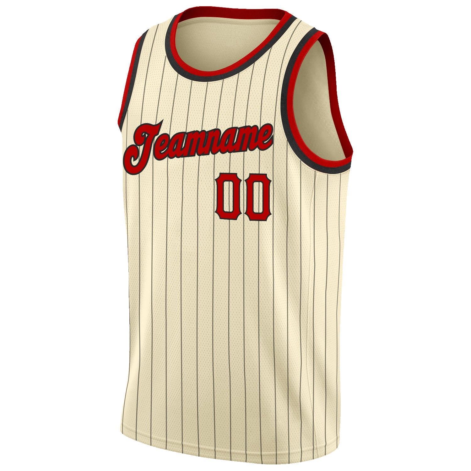Custom Cream Black Pinstripe Red-Black Authentic Basketball Jersey - Sky-Custom