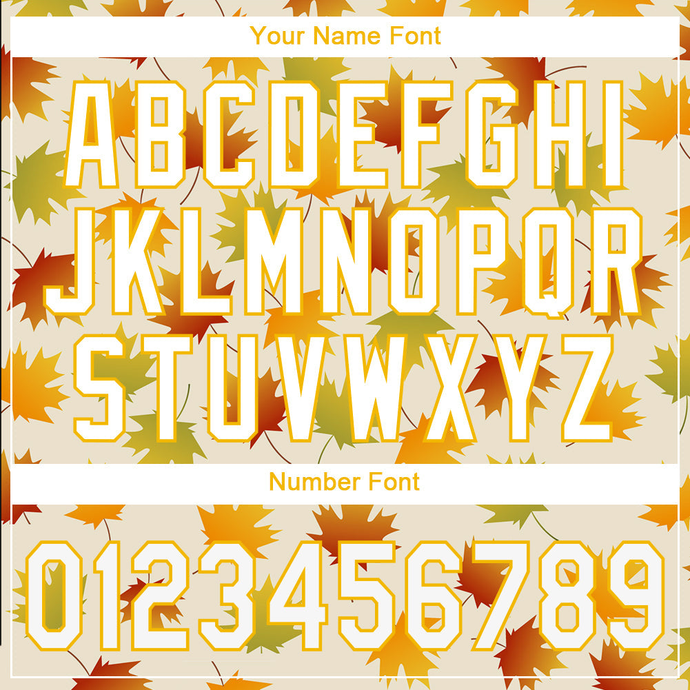 Custom Cream White-Gold 3D Pattern Design Maple Leaf Authentic Baseball Jersey - Sky-Custom