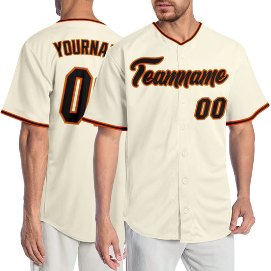 Custom Cream Black Orange-Old Gold Authentic Baseball Jersey - Sky-Custom