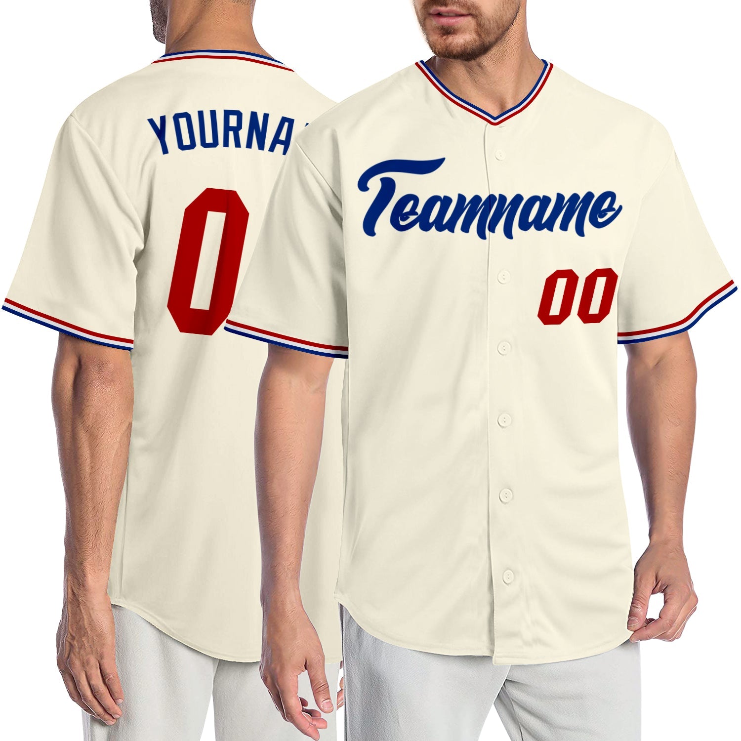 Custom Cream Red-Royal Authentic Baseball Jersey - Sky-Custom
