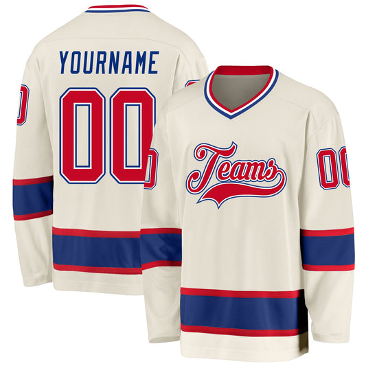 Custom Cream Red-Royal Hockey Jersey - Sky-Custom