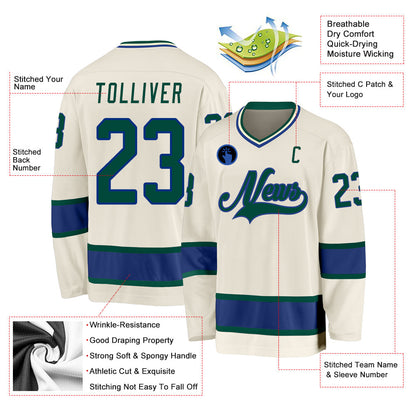 Custom Cream Green-Royal Hockey Jersey - Sky-Custom